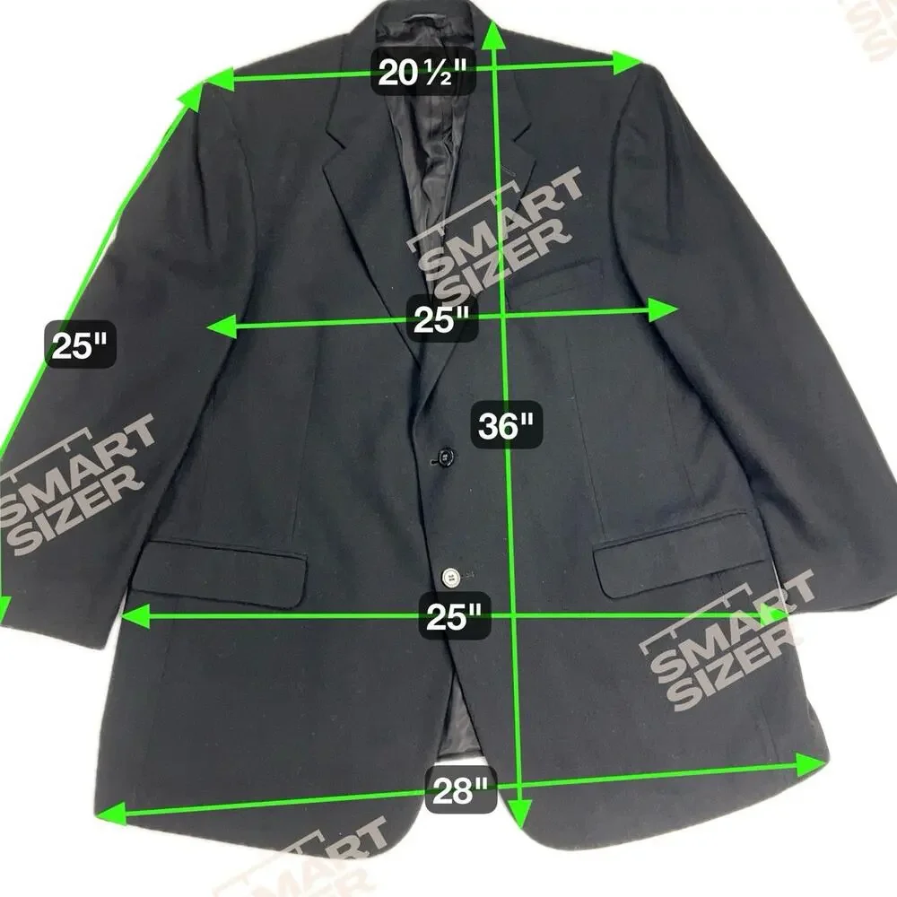 Bill Blass Menswear 100% Cashmere Black Sport Coat Blazer Jacket Luxury Size 48L